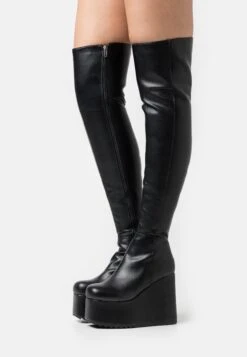 Lamoda Never Again Chunky Platform Wedge Boots - Botas Con Plataforma - Black