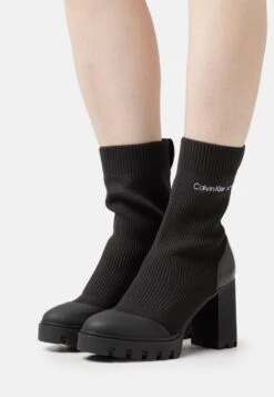 Calvin Klein Jeans Platform Knit Sock- Botines Con Plataforma - Triple Black